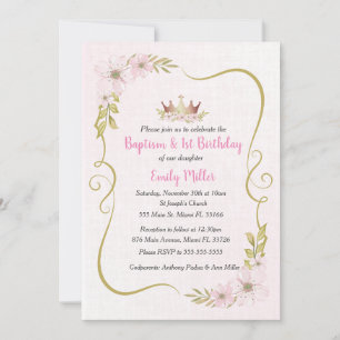 Bautismo de la princesa e invitación de cumpleaños
