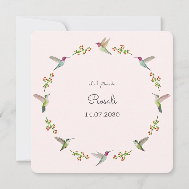 Bautismo de los colibríes de Anna con foto (Anverso)