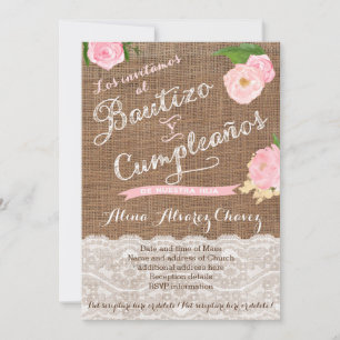 Bautismo español e invitaciones de cumpleaños para