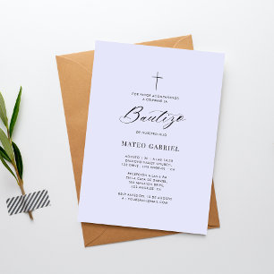 Bautismo español   Invitación De Bautizo Lavender
