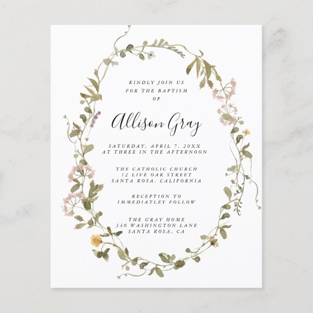Bautismo floral de flores silvestres | Folleto pre (Frente)