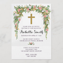Bautismo floral de oro rosado / Invitación a la cr