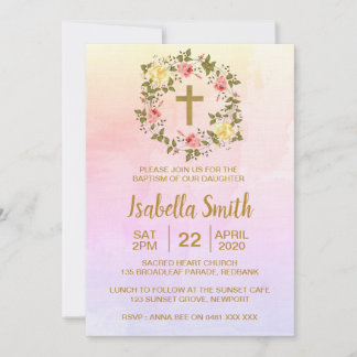 Bautismo floral de oro rosado / Invitación a la Na