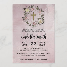 Bautismo floral púrpura / Invitación a la cristian