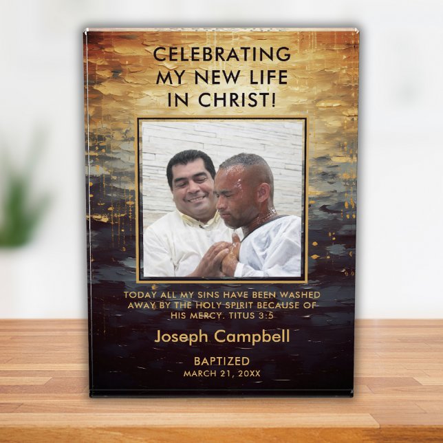 Bautismo Foto Keepsake Regalo a hombre moderno cri (Simply add a name & date. You may change any of the text to suit your needs.)