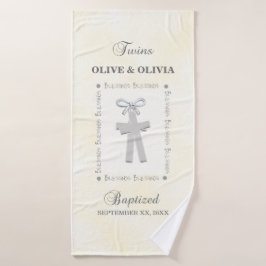 Bautismo gemelo en cruces amarillas 2 personalizad