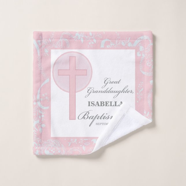 Bautismo Gran Nieta Rosa Lace Personalizado (Toallita)