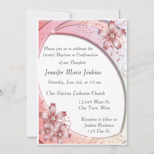 Bautismo, invitación a la celebración de la confir (Anverso)