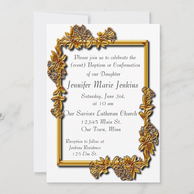 Bautismo, invitación a la celebración de la confir (Anverso)