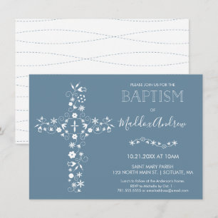 Bautismo, invitación a la cristiandad, azul modern