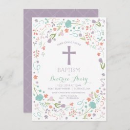 Bautismo, Invitación a la Navidad - Flores, cruces