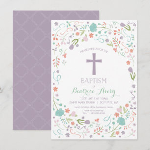 Bautismo, Invitación a la Navidad - Flores, cruces