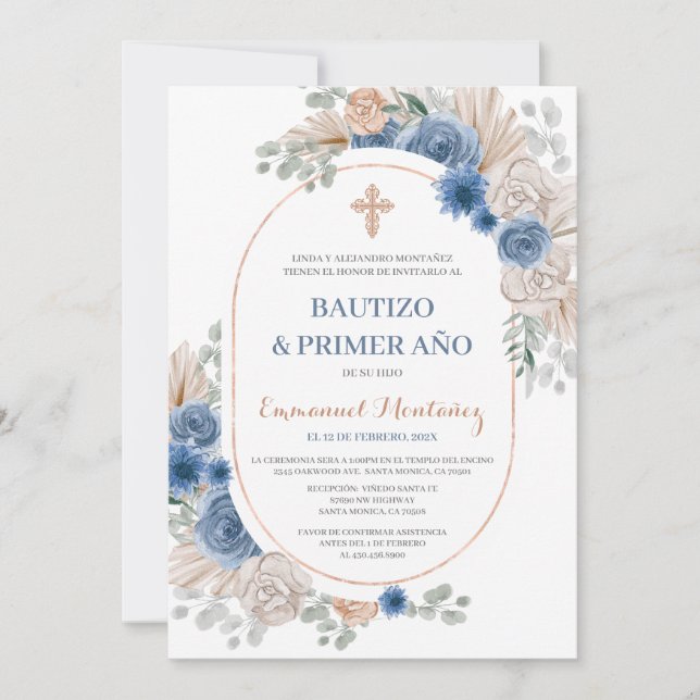 Bautismo Invitación española para bebé (Anverso)
