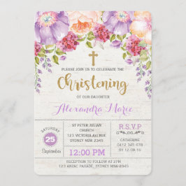 Bautismo púrpura de la flor de la invitación del