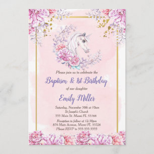 Bautismo unicornio e invitación de cumpleaños