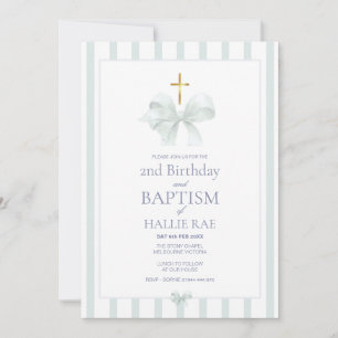 Bautismo verde sabio y segunda invitación de cumpl