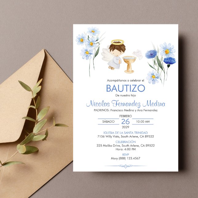 Bautizo Invitación Angel Niño Flor Cute Bautismo (Subido por el creador)