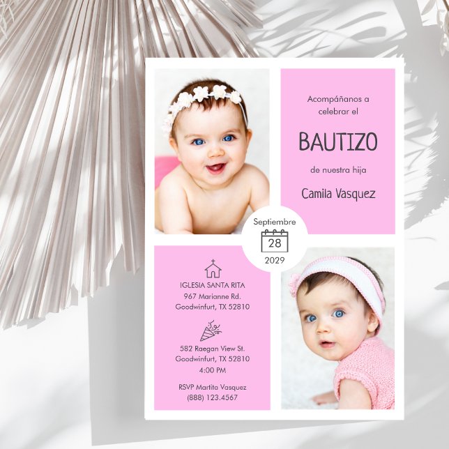 Bautizo Invitación Bebé Muchacha Cuidada Bautismo  (Subido por el creador)