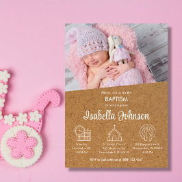 Bautizo Invitación Cute Foto Elegante Bautismo Chi