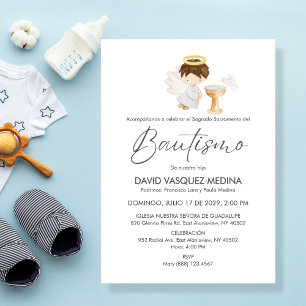Bautizo Invitación Cute Niño Ángel Baptismo Simple