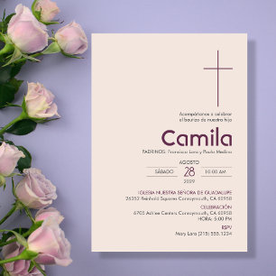 Bautizo Invitación Elegante Bautismo Minimalista