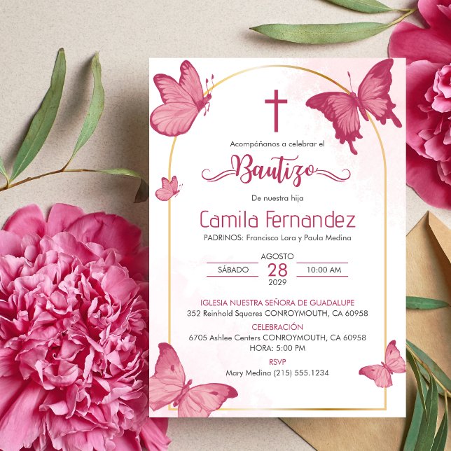 Bautizo Invitación en mariposas bautistas en Españ (Subido por el creador)