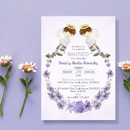 Bautizo Invitacion Twin boys Cul Angels Bautismo