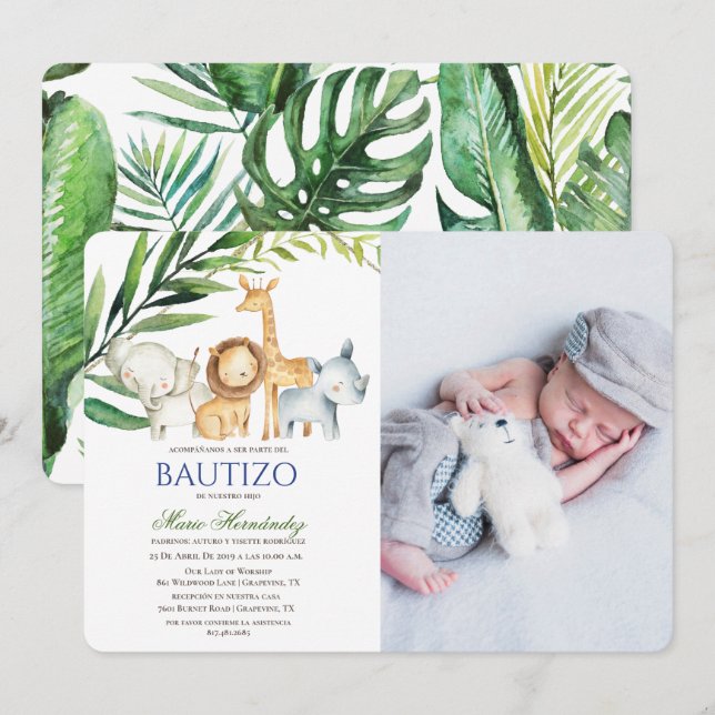 Bautizo Invitacione De Bautizo Baptism Invitación (Anverso / Reverso)