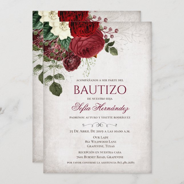 Bautizo Invitacione De Bautizo Baptism Invitación (Anverso / Reverso)