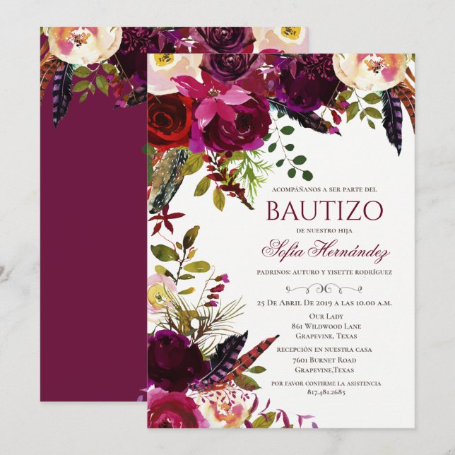 Bautizo Invitacione De Bautizo Baptism Invitación (Anverso / Reverso)