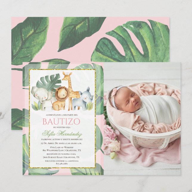 Bautizo Niña Invitación De Bautizo Niña Baptismo (Anverso / Reverso)