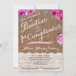 Bautizo y primer cumpleaños, invitación castellano