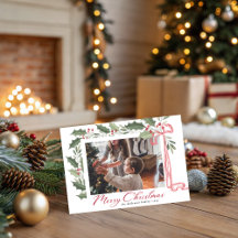 Bayas de Acebo Elegantes | Navidad con Foto Famili