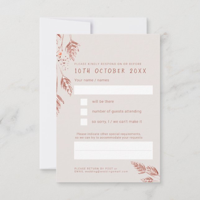 Bayas de hierba de otoño boda tan respuesta marrón (Reverso)