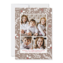 Bayas de Invierno en Tarjeta Plana de Navidad en E