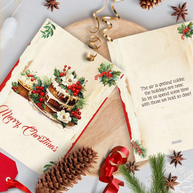 Bayas de Invierno Vintage Botánico Feliz Navidad (Subido por el creador)
