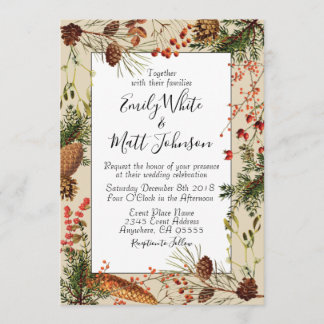 Bayas del navidad que casan la invitación