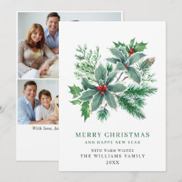 Bayas festivas de acebo 3 FOTO Tarjeta de Navidad