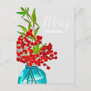 Bayas rojas de Navidad arte acuarela