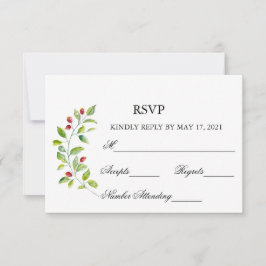 Bayas Rosadas y Foliaje Verde Tarjeta de Respuesta