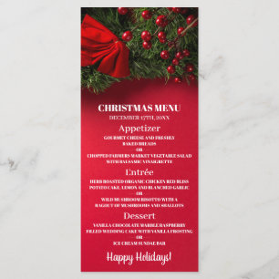 Bayas y muérdago rojos, menú del navidad