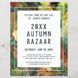Bazar otoñal, evento escolar o comunitario, hoja v