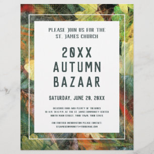 Bazar otoñal, evento escolar o comunitario, hoja v
