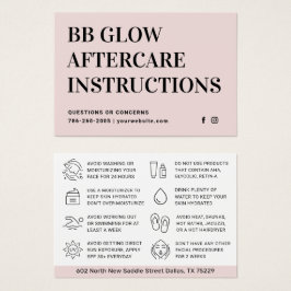 BB GLOW Facial Aftercare Instruction Card