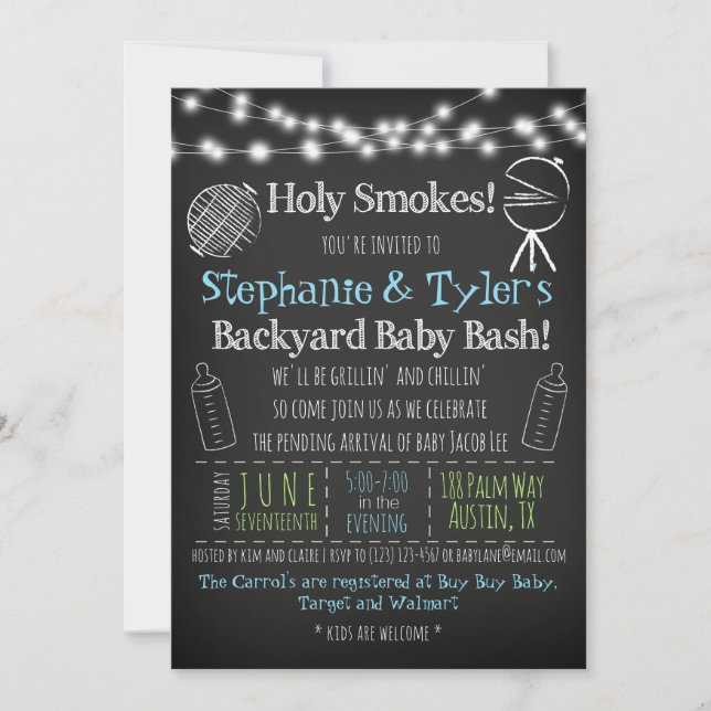 BBQ BaBy-Q Baby Shower Invitación y tarjeta de lib (Anverso)