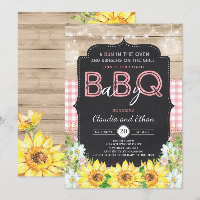 BBQ Baby Shower Invitación Bebé Q Parejas Ducha (Anverso / Reverso)