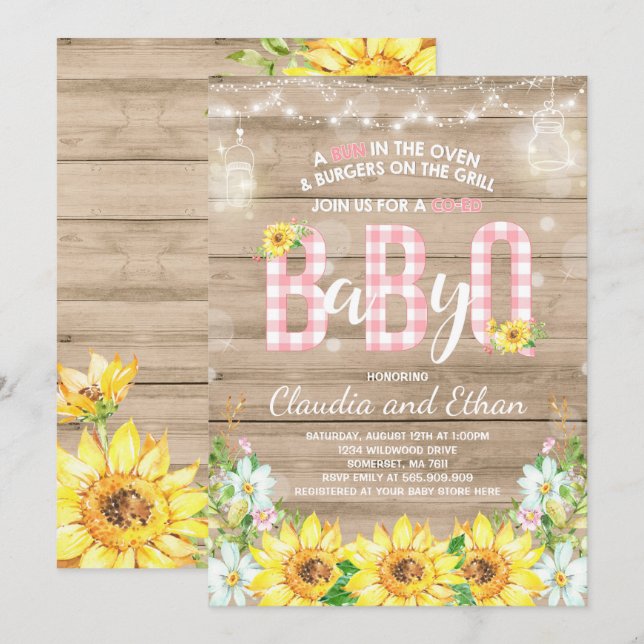 BBQ Baby Shower Invitación Bebé Q Parejas Ducha (Anverso / Reverso)