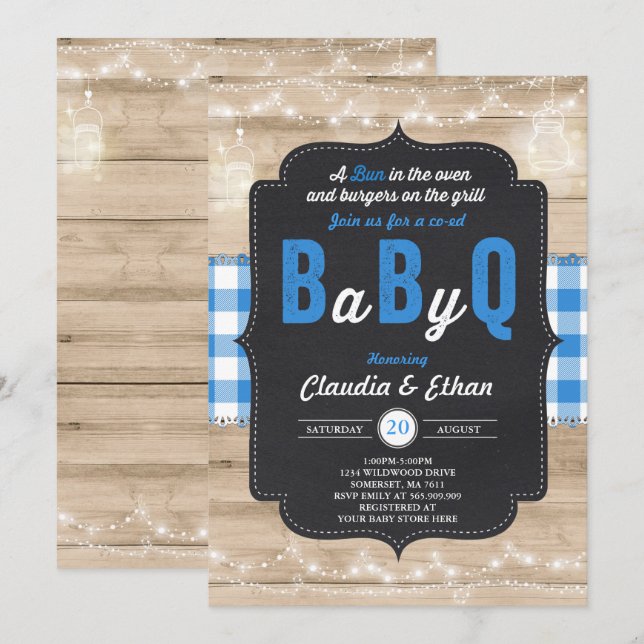BBQ Baby Shower Invitación Bebé Q Parejas Ducha (Anverso / Reverso)