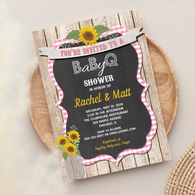 BBQ Baby Shower invitación chica amarillo rosa (Subido por el creador)