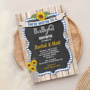 BBQ Baby Shower invitación niño amarillo azul